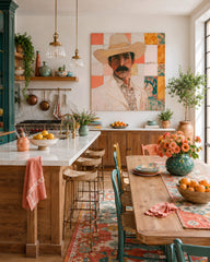 Modern Cowboy Portrait Art Geometric Abstract Painting For Living Room Decor