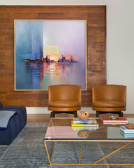 Colorful Modern Abstract Cityscape Oil Painting Large Texture Painting On Canvas Blue and purple Wall Art Home Decor