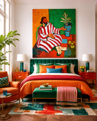 Hand Painted Expressive Figure Art With Textured Brushstrokes In Modern Abstract Style For Interior Design