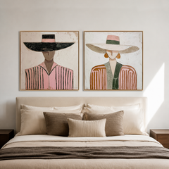 Silent Elegance – Hand-Painted Abstract Figures 3D Canvas Art
