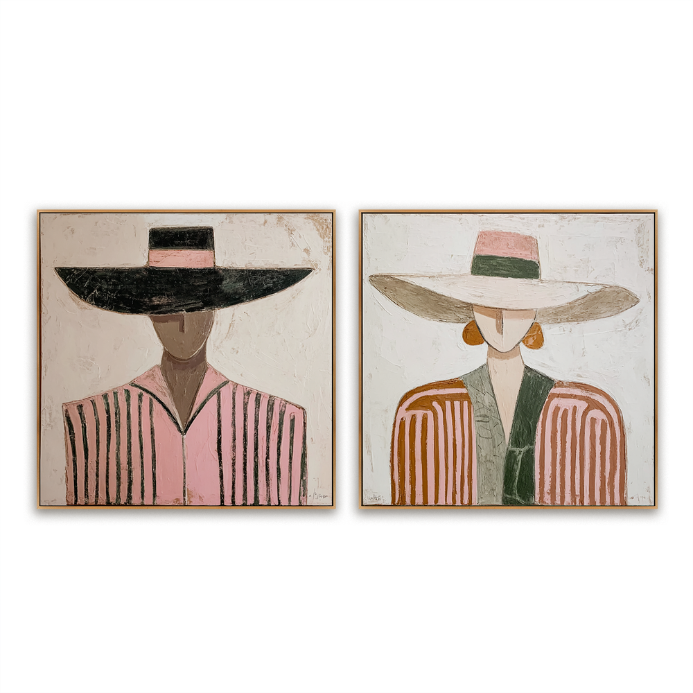 Silent Elegance – Hand-Painted Abstract Figures 3D Canvas Art hand-painted wall art