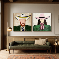 Twilight Duo – Hand-Painted 3D Abstract Figures Canvas Set