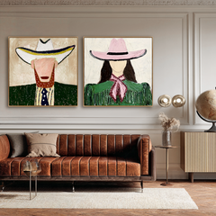 Twilight Duo – Hand-Painted 3D Abstract Figures Canvas Set