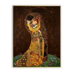 Golden Embrace Reverie – Ornate Romantic Figurative Wall Art hand-painted wall art