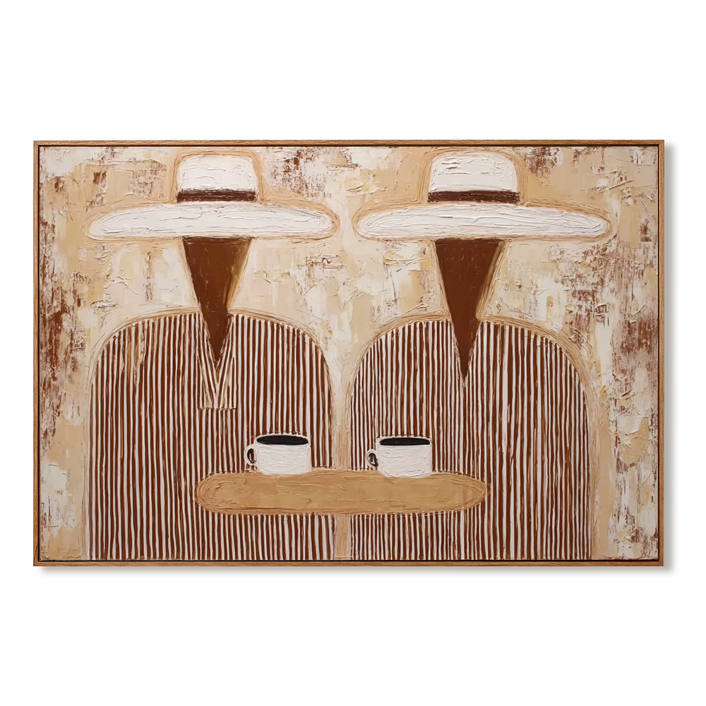 Coffee Break – Hand-Painted Minimalist Oil Painting hand-painted wall art