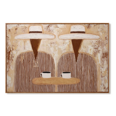 Coffee Break – Hand-Painted Minimalist Oil Painting hand-painted wall art