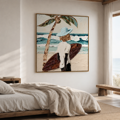 Azure Solitude – Coastal Surfboard Ocean Wall Art
