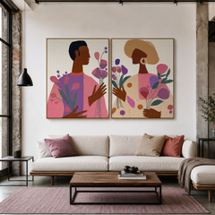 Blooming Dialogue – Botanical Couple Figurative Wall Art
