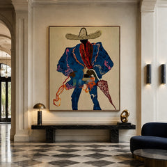 Blue Shadow Rider – Contemporary Western Figure Wall Art