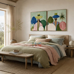 Botanical Hat Stories – Abstract Portrait Wall Art Set