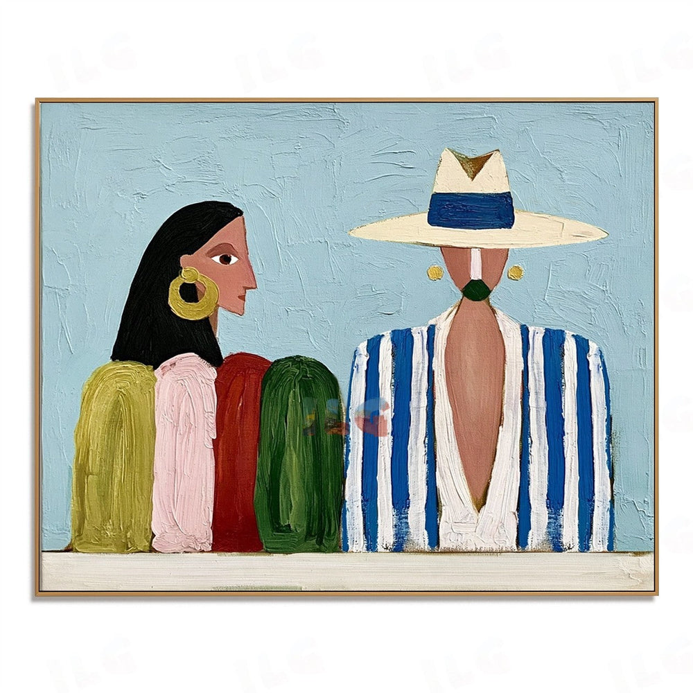 Coastal Conversation – Abstract Figurative Wall Art hand-painted wall art
