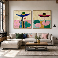 Colorful Desert Muse – Abstract Portrait Wall Art Set