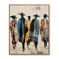Colorful Procession – Figurative Wall Art hand-painted wall art
