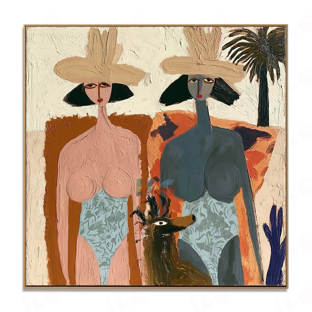Desert Duo Portrait – Abstract Figurative Wall Art hand-painted wall art