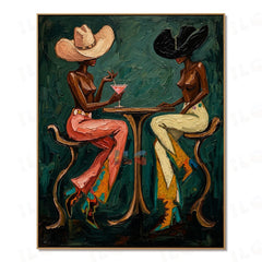 Emerald Evening Rendezvous – Modern Figurative Wall Art hand-painted wall art