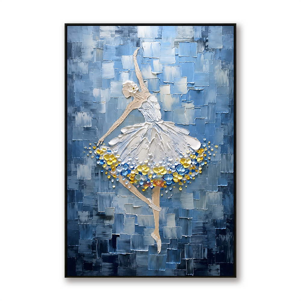 Frozen Ballet Symphony – Textured Figurative Wall Art hand-painted wall art