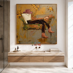 Golden Echo Wanderer – Contemporary Figurative Wall Art