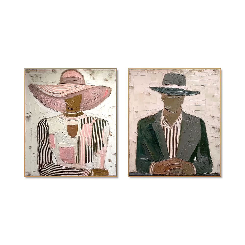 Hidden Elegance – Modern Couple Figurative Wall Art hand-painted wall art