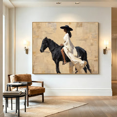 Midnight Rider – Elegant Horseback Figurative Wall Art
