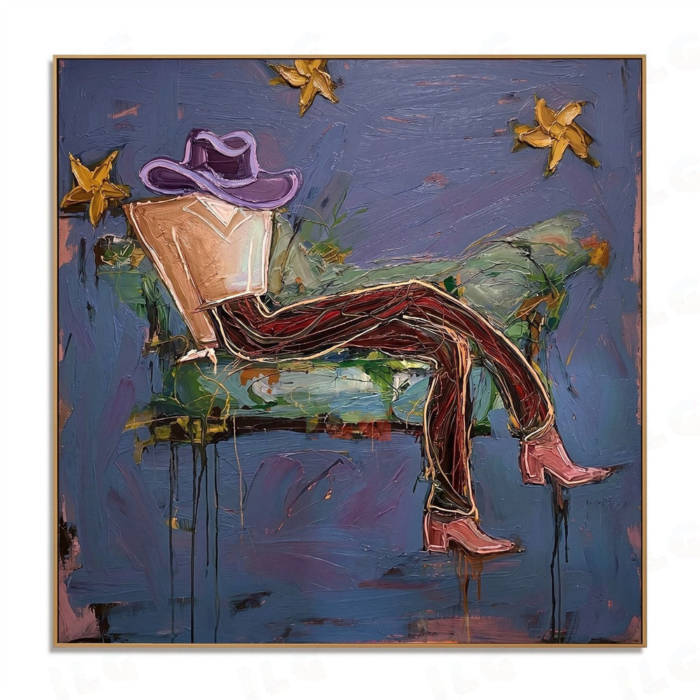 Midnight Star Wanderer – Contemporary Figurative Wall Art hand-painted wall art