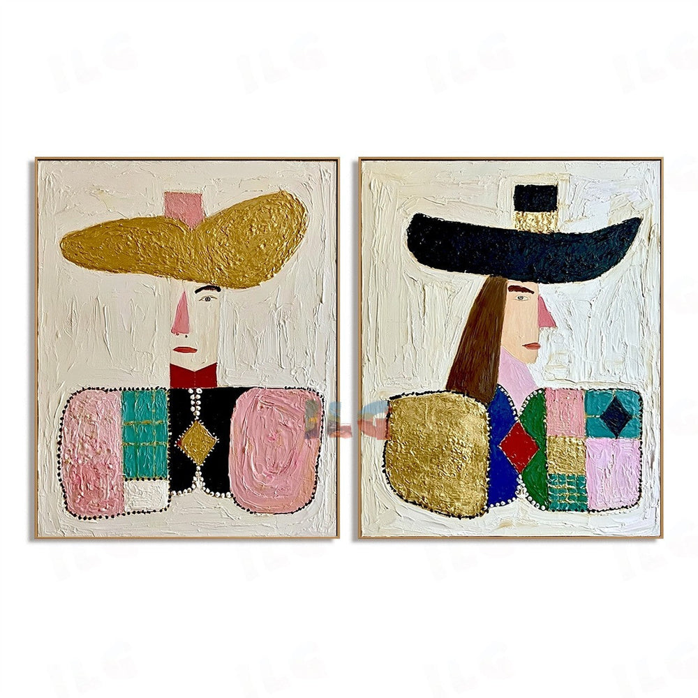 Modern Heritage – Abstract Portrait Wall Art Set hand-painted wall art