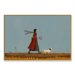 Quiet Walk Companion – Minimal Figurative Landscape Wall Art hand-painted wall art