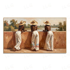 Riverside Reverie – Coastal Figurative Wall Art hand-painted wall art