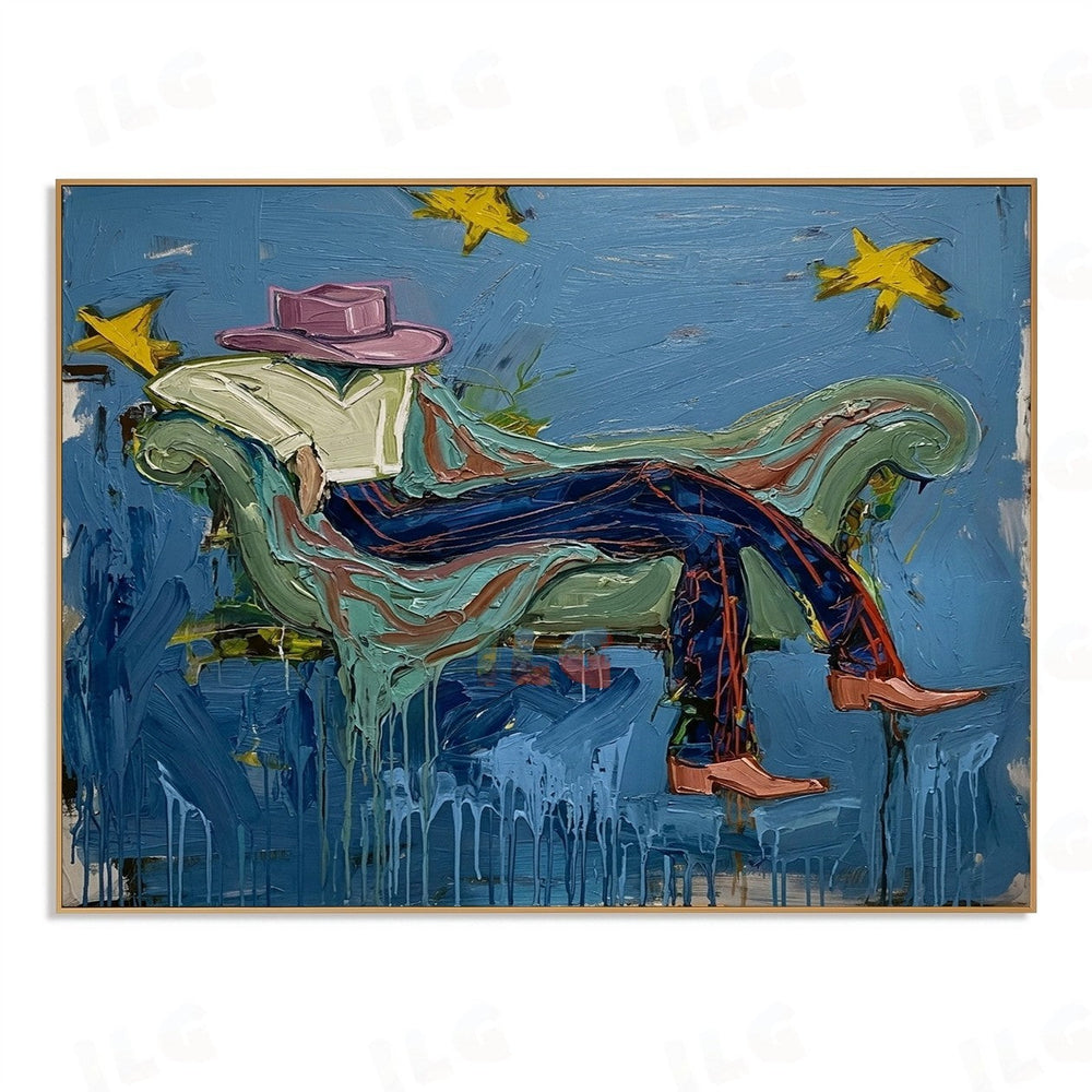 Skybound Reverie – Abstract Fashion Figurative Wall Art hand-painted wall art