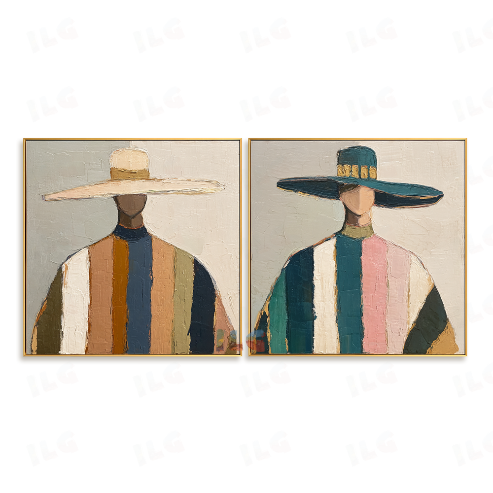 Stripes in Motion Duo – Figurative Wall Art hand-painted wall art