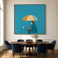 Under the Blue Umbrella – Whimsical Figurative Wall Art