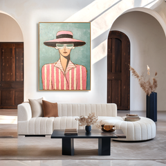 Rose Stripes – Hand-Painted 3D Abstract Figure Canvas