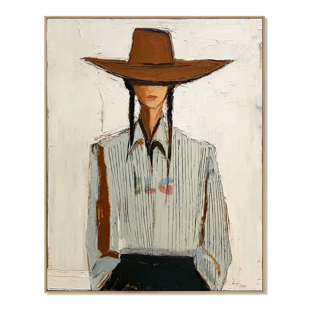 Frontier Silence – Contemporary Cowboy Portrait Wall Art hand-painted wall art