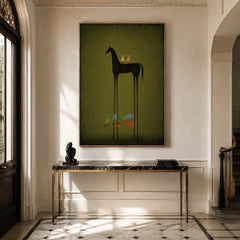 Olive Shadow Horse – Minimal Figurative Wall Art
