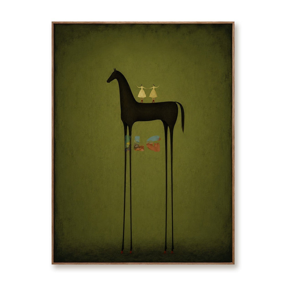 Olive Shadow Horse – Minimal Figurative Wall Art hand-painted wall art