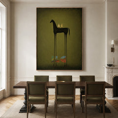 Olive Shadow Horse – Minimal Figurative Wall Art