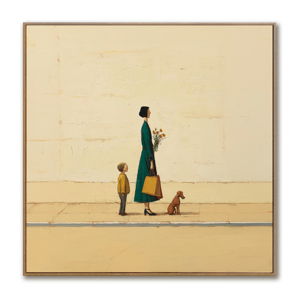 Waiting Light – Minimalist Family Canvas Art hand-painted wall art