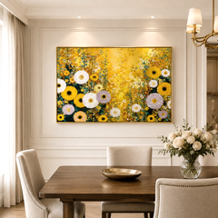 Sunlit Petals – Hand-Painted 3D Textured Yellow Floral Canvas