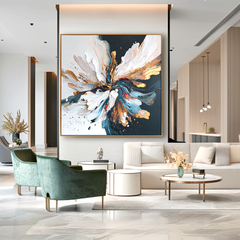 Golden Motion Bloom – Textured Floral Wall Art