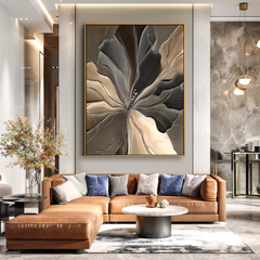 Neutral Textured Flower – Textured Floral Wall Art