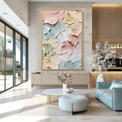 Whispers of Spring Pastel Textured Flower Hand-Painted Abstract Floral – Textured Floral Wall Art