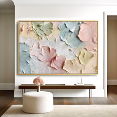 Whispers of Spring Pastel Textured Flower Hand-Painted Abstract Floral – Textured Floral Wall Art