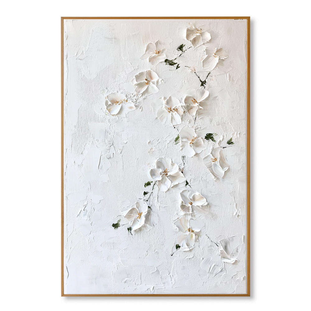 Silent Blossom – Textured Floral Wall Art hand-painted wall art