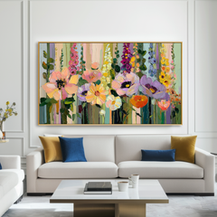 Soft Floral Dream – Hand-Painted Textured Flower Canvas Art