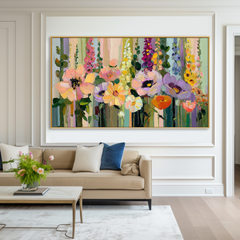Soft Floral Dream – Hand-Painted Textured Flower Canvas Art