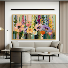 Soft Floral Dream – Hand-Painted Textured Flower Canvas Art