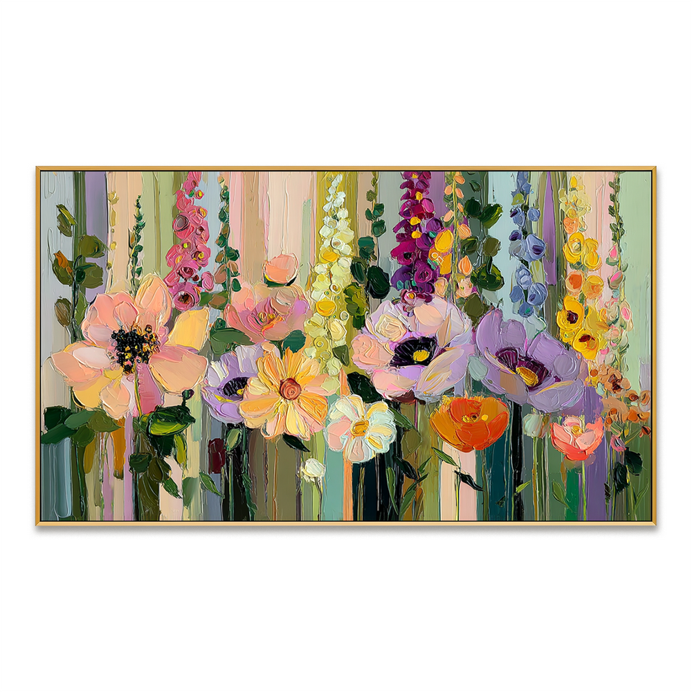 Soft Floral Dream – Hand-Painted Textured Flower Canvas Art hand-painted wall art