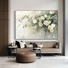 Timeless White Blossoms – Hand-Painted Floral Canvas Art