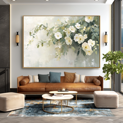 Timeless White Blossoms – Hand-Painted Floral Canvas Art