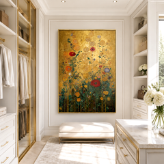 Golden Whirl – Textured Floral Oil Painting
