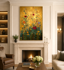 Golden Whirl – Textured Floral Oil Painting